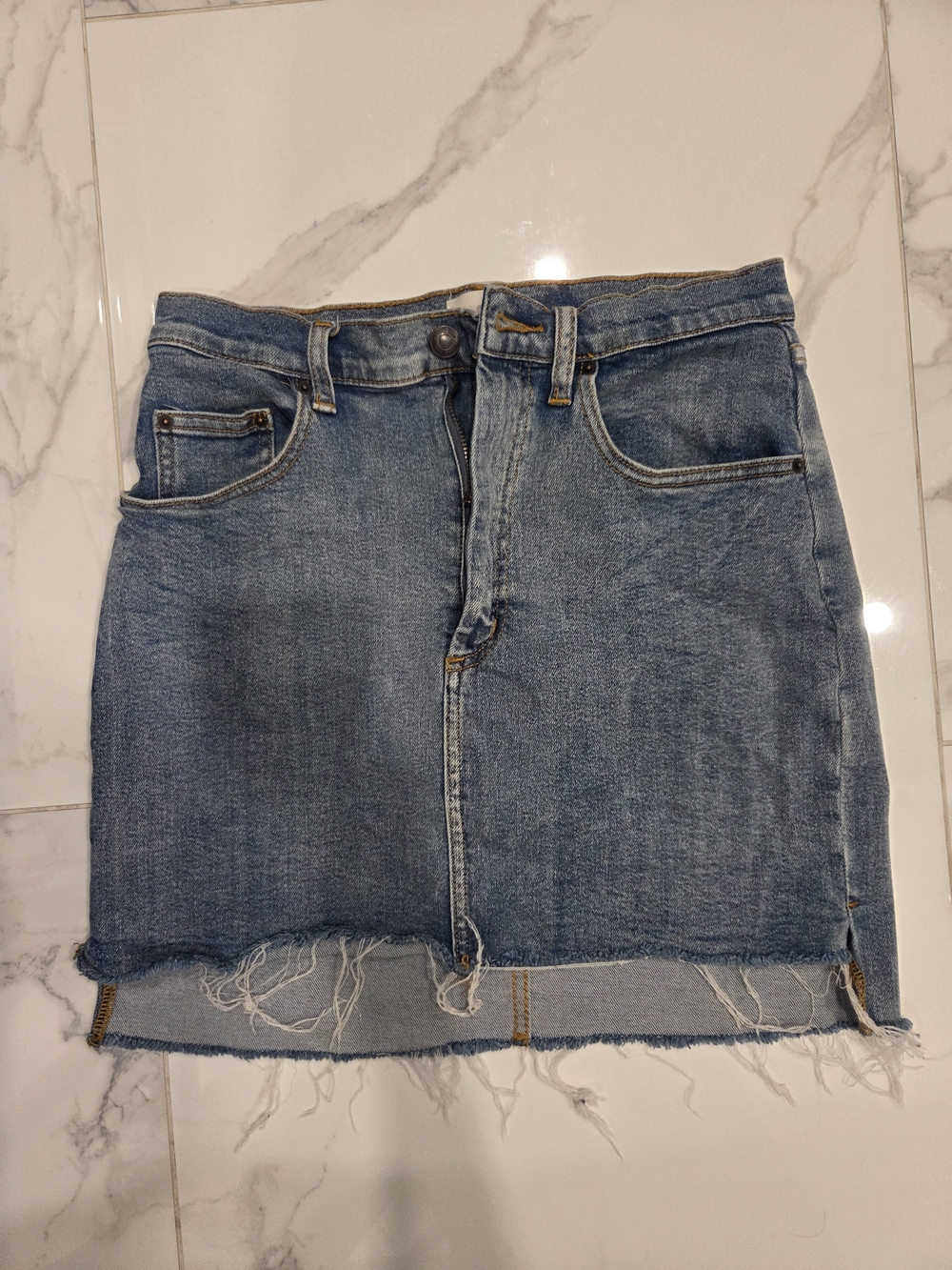 Wilfred Blue Denim Midi Skirt
